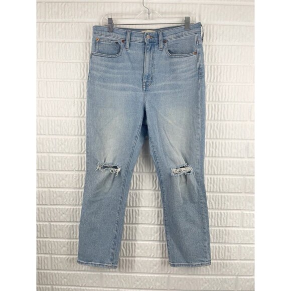 Madewell Jeans Size 28 High Rise Slim Crop BoyJean in Dumas Wash Ripped Edition - Picture 4 of 13